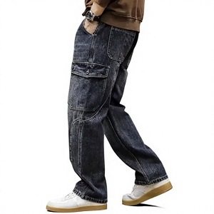 AAFII IMPEX Jean Cargo Homme Coupe Ample Gris Foncé Délavé Décontracté Jambe Large Multi-Poches Denim 100% Coton Écologique Respirant - Product Image 3
