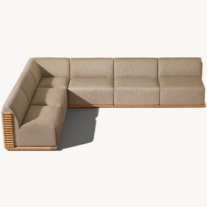 أريكة خارجية معيارية على شكل حرف L لغرفة المعيشة ، أريكة مقعد الحب ، صالة خارجية من الخشب - Product Image 4