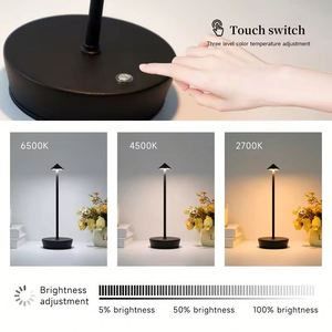 โคมไฟตั้งโต๊ะ LED แบบชาร์จไฟได้ พร้อมเซ็นเซอร์สัมผัส ไร้สาย 3 สี โคมไฟข้างเตียง แสงสร้างบรรยากาศ ตกแต่งห้อง แสงกลางคืน - Product Image 6