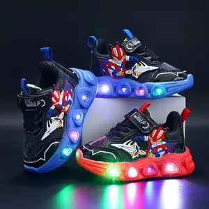 Sapatos de corrida casuais para crianças de 1 a 6 anos, calçados emissores de luz LED de alta qualidade, respirável e portátil