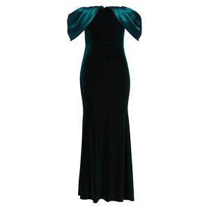 slim fit dress slacks Dark Green Velvet Lace Long Prom Dresses, Dark Green Long Lace Formal  Graduation Dresses main image 0