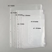 Classeur de budget transparent A5 A6 à 6 trous, pochettes à monnaie, organiseur de documents, classeur à fermeture éclair, pochettes de remplissage en plastique