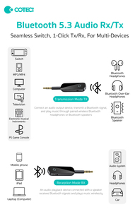 Adaptateur audio sans fil BT COTECi 3,5 mm Jack Aux pour voyage en avion, <span class=keywords><strong>émetteur</strong></span>-<span class=keywords><strong>récepteur</strong></span> BT pour avion, transmetteur-<span class=keywords><strong>récepteur</strong></span> BT pour casque, voiture - Product Image 5