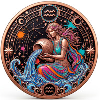 Pièce de monnaie en cuivre pur 999 de 5 oz, colorée, en relief, série 12 signes du zodiaque, 3D UV, édition créative pour collectionneurs