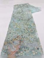 Tissu en dentelle brodée de fleurs 3D dorées de luxe avec perles et sequins pour robe de mariée et robe de soirée – En stock, livraison rapide