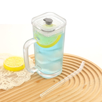 Gobelet à café en verre carré à rayures verticales transparentes et nervurées tasse à thé au jus de fruit