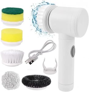 Brosse de nettoyage électrique 5-en-1 portative pour cuisine et salle de bain, alimentée par USB ou piles, pour baignoire et autres surfaces - Product Image 1