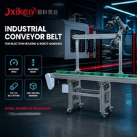 Convoyeur à bande plate vert en PU de qualité industrielle durable XKJY, largeur 300 mm, vitesse 5 m/min, 220 V 60 W, ligne de production SMT, assemblage de circuits imprimés