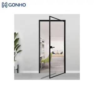GONHO Europe Style Bathroom Door Custom Waterproof Ground Glass Interior Doors Double Glazed Casement Doors