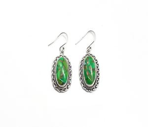 Pendientes Colgantes Vintage de Cobre Verde con Turquesa, Hechos a Mano, Plata de Ley 925, Elegantes, para Mujer, Regalo de Boda, Venta al por Mayor, Exportación - Product Image 1