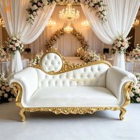 Chaise longue de mariage en cuir blanc sculpté or, style baroque royal, pour mariés, idéale pour hôtels, banquets, événements et fêtes - Meilleure vente