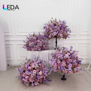 Bouquet de roses artificielles en soie LEDA pour décoration de mariage, arrangement de roses en soie violettes pour événements - Product Image 3