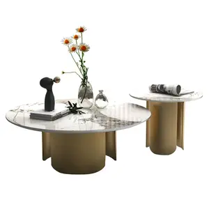 Luxury Design Flat Center Tea Table Living Room Home Furniture White Nesting Marble Side Table For Bed Room
