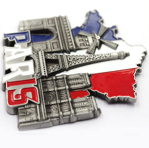 Fabricants d'autocollants personnalisés pour réfrigérateur en alliage de zinc France <span class=keywords><strong>Paris</strong></span> bâtiments touristiques aimant de réfrigérateur 3D - Product Image 5