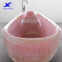 Baignoire rose personnalisée de luxe en jade naturel, baignoire en onyx rose, baignoire en pierre de jade