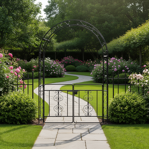 Arco de hierro forjado negro DB de 134.5x58.5x213cm, doble capa, para exteriores, enrejado para patio, valla decorativa. - Product Image 2