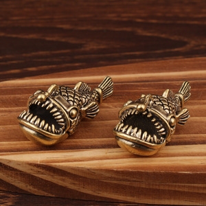 <b>Retro</b> Deep Sea Anglerfish Brass Desk Ornament 2Pcs Office <b>Decor</b> Gift - Product Image 2