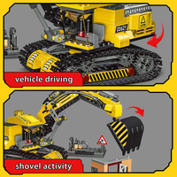 Mainan Blok DIY Excavator Model 2-in-1 Set Bangunan Transformasi untuk Anak-anak 463pcs ABS & PC Termasuk Batu Bata Blok