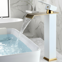 Robinet de lavabo cascade noir de luxe moderne, style européen, mitigeur de salle de bain à poignée unique