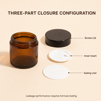 Pot cosmétique en verre ambré de 5g, 10g, 20g, 30g, 50g avec couvercle à vis noir pour crème, baume, échantillons de soins de la peau