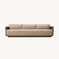 Juego de Sofás de Jardín de Aluminio de Diseño Minimalista, Muebles de Patio para Exteriores, Sofá con Brasero, Juego de Sofás Turcos