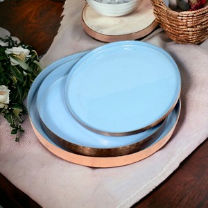 ชุดถาดโลหะสำหรับตกแต่งโต๊ะชุดถาดเสิร์ฟโลหะเคลือบเคลือบทองแดง - Product Image 3