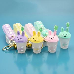 Porte-clés LED en silicone PVC lumineux 3D en forme de lapin de dessin animé mignon, vente en gros - Product Image 1