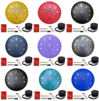 8 Inch Titanium Alloy Single Layer Steel Tongue Drum 11 Notes Mallet Finger Picks Percussion Meditation Yoga Non-Slip