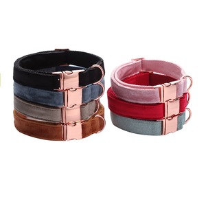 Colores personalizados Collares de terciopelo para perros logotipo grabado <span class=keywords><strong>Collar</strong></span> de perro de lujo Collares y correas para mascotas de calidad superior - Product Image 1