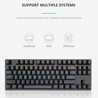 Clavier de jeu mécanique à 87 touches avec rétro-éclairage RVB pour ordinateur de bureau PC portable