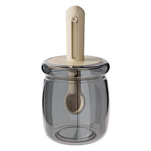 Ensemble de pots à épices rétractables en verre avec cuillère et couvercle hermétique pour la cuisine, stockage d'assaisonnements solides, taille M, couvercle en plastique - Product Image 2