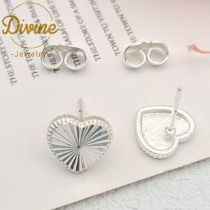 أقراط فضية مطلية بالجملة، أقراط فراشة فضية اللون، أقراط قلب من سبيكة النحاس، أقراط بسيطة، هدايا مجوهرات للفتيات - Product Image 1