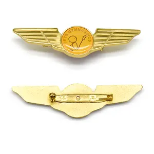 رخيصة الثمن طباعة شعار سيارة شعار العلامة التجارية الايبوكسي مطلية بالذهب الجناح طية صدر السترة دبوس للملابس