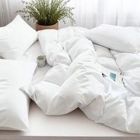 Ensemble de draps de lit en coton d'hôtel 100% coton Draps ajustés en gros Blanc 4 pièces Drap plat Housse de couette et taies d'oreiller