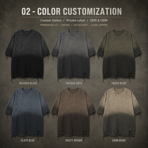 T-shirt da uomo 210GSM in poliestere riciclato ad asciugatura rapida, lavaggio acido, stampa verde, set taglie forti, ensemble, t-shirt corta personalizzata - Product Image 2