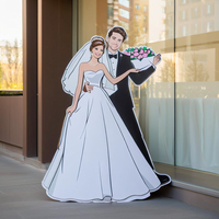 Panneau de bienvenue en acier inoxydable pour fiançailles, réception de mariage, version KT, autocollants de dessin animé, présentoir portable au sol