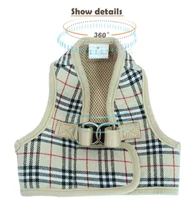 New stoke arrival Air Mesh Pet Harness New style modern design padded air mesh soft dog clothes plaid dog harness vest