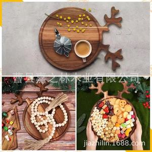 Jiazhilin Christmas Acacia Antler <b>Tray</b> Solid Wood <b>Snack</b> Serving Plate For Living Room Decorative Use - Product Image 1