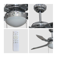 Ventilateur de plafond moderne de 42 pouces avec lumière LED, 3 vitesses, pour salon, avec kit de montage au plafond en verre inclus