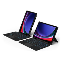 Sarung Tablet Keyboard nirkabel 12.4 inci, sarung kulit Pu untuk Samsung Galaxy Tab S7 FE S7 Plus S8 Plus