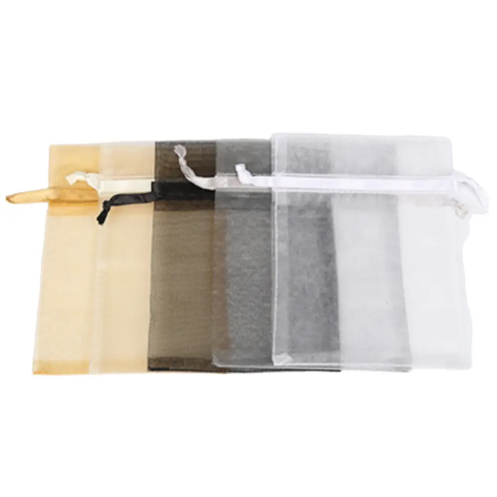 निर्माता पर्यावरण के अनुकूल रंगीन कस्टम सादे मुद्रित Drawstring मेकअप जाल Organza बैग