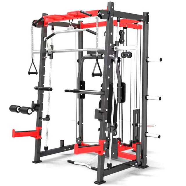 Multi-Function Home Gym Equipment Power Squat Rack & Smith Machine for Shoulder Chest Leg Press All-In-One Fitness Station
