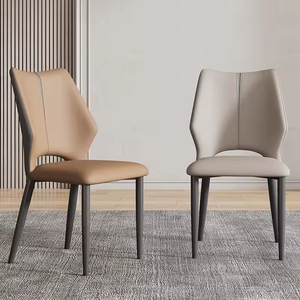 モダンラグジュアリースタイル レザーブラウンダイニングチェア 快適な背もたれ付き キッチン、ホテル、レストラン、オフィス用 - Product Image 2