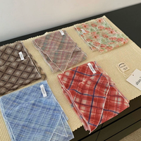 Écharpe en tissu léger écologique à motif écossais avec ruban pour filles, idéale pour les sacs