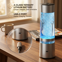 Bouteille générateur d'hydrogène à double chambre certifiée CE FDA, technologie SPE/PEM, luxe, bien-être, 6000 ppb