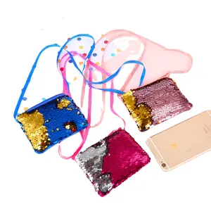 Factory Direct Sale Bling Cruise Ship Gift Small Mini Sequin Crossbody Bag Little Girls Mermaid Tail Coin Purse