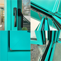 Ventana Abatible de Aluminio Personalizada de Fábrica, con Rotura de Puente Térmico, Triple Vidrio Low-E, Resistente a Huracanes, con Mosquitera para Villas