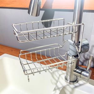 Support de vidange de <span class=keywords><strong>robinet</strong></span> de cuisine détachable à 2 couches, porte-éponge de savon d'évier de salle de bain - Product Image 5