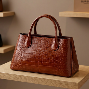 BS INTERNATIONAL Latest Arrival Luxury <b>Women's</b> Genuine Leather Clutch Brown Casual Style Durable Zipper Two Handles Waterproof - Product Image 5