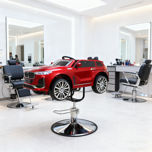 Red Car Style Kids Barber Chair Adjustable Hydraulic Salon <b>Stool</b> Round Base Pediatric Barbershop Furniture - Product Image 4